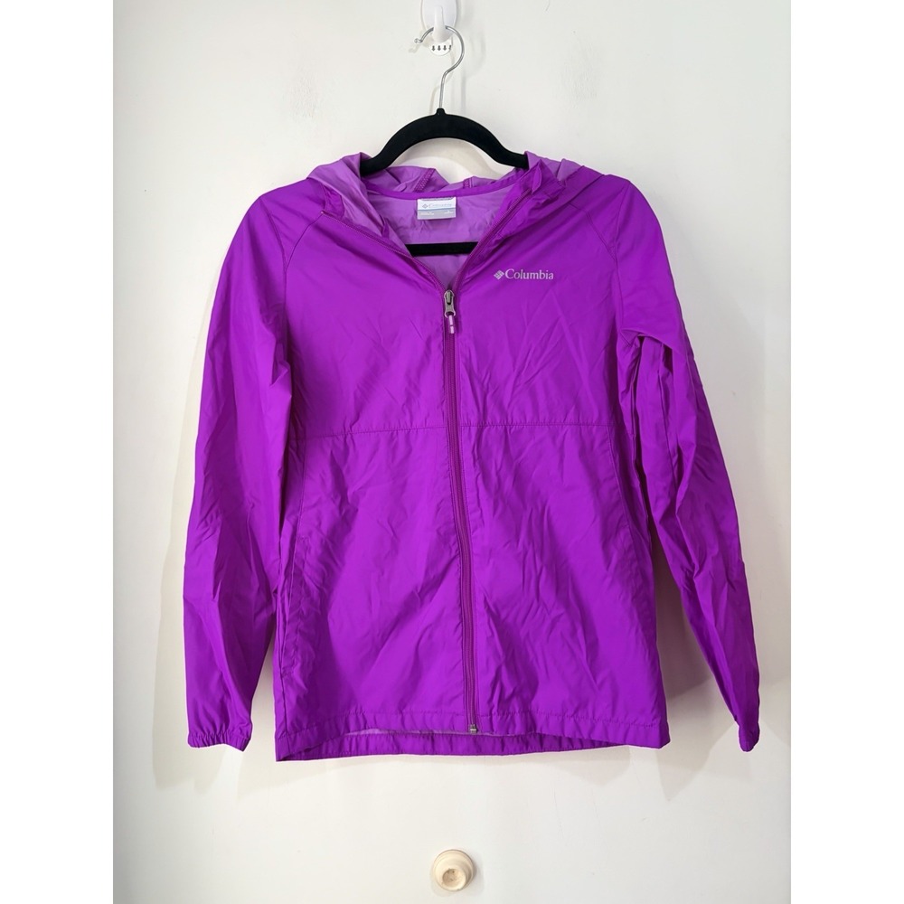 Columbia Youth Girls Hooded Windbreaker Rain Jacket Purple Size Large 10-12